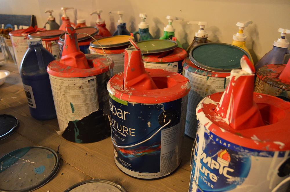 the paint cans they used at the event